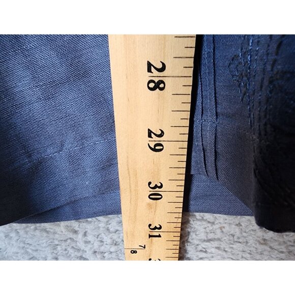 The Havanera Co Blue Embroidered Short Sleeve Button Up Shirt Size L Linen Blend - Picture 9 of 12